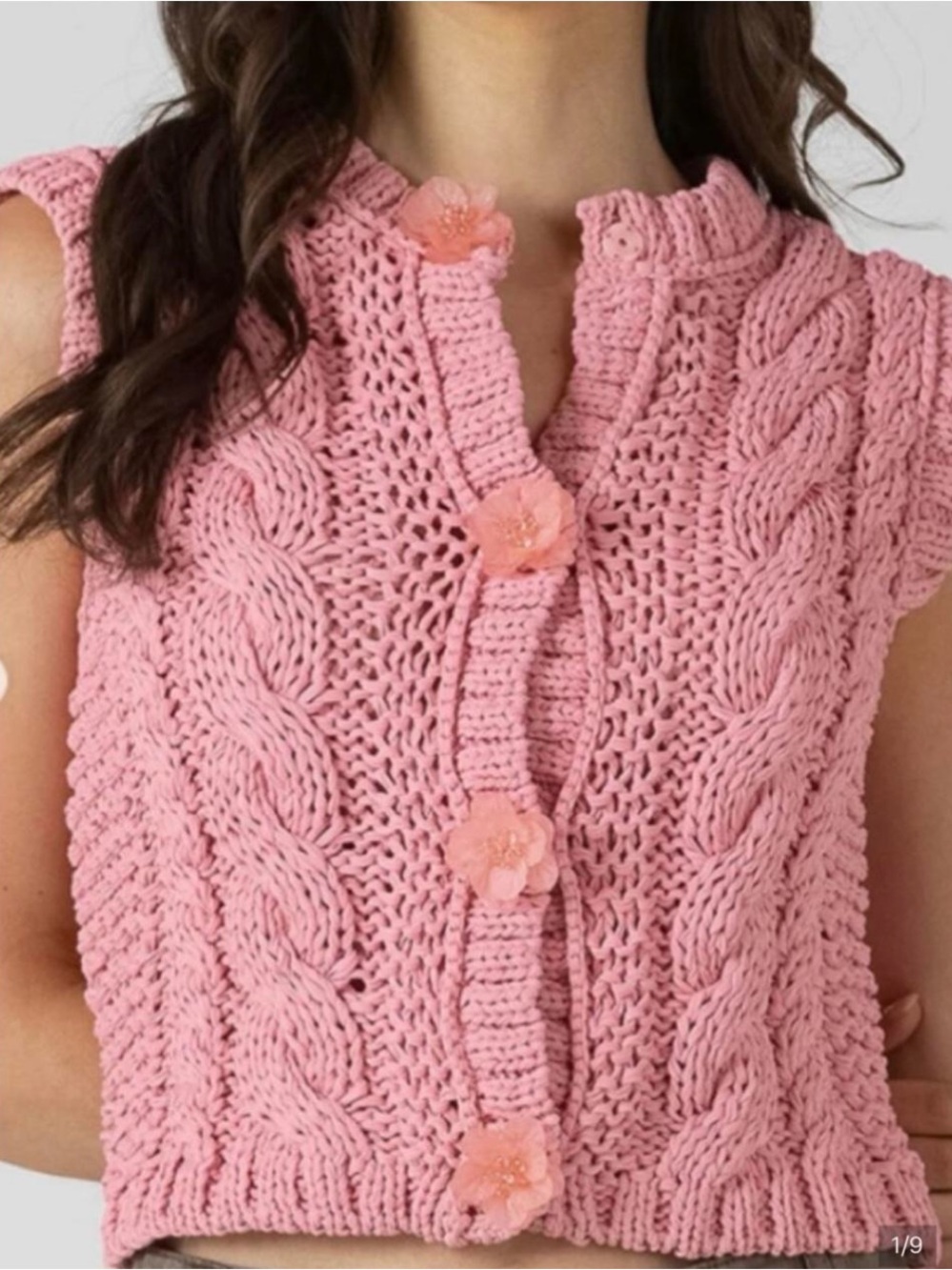 Zara Floral Button Knit Vest S